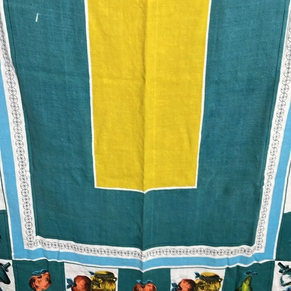 Vintage Linen Tablecloth Rectangle Antique MCM
